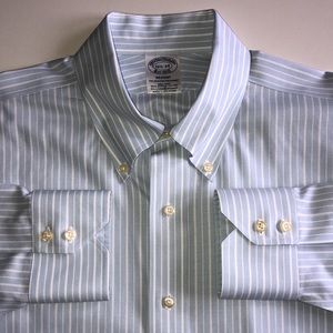 Brooks Brothers Long sleeve Original Polo Shirt Baby blue white stripe
